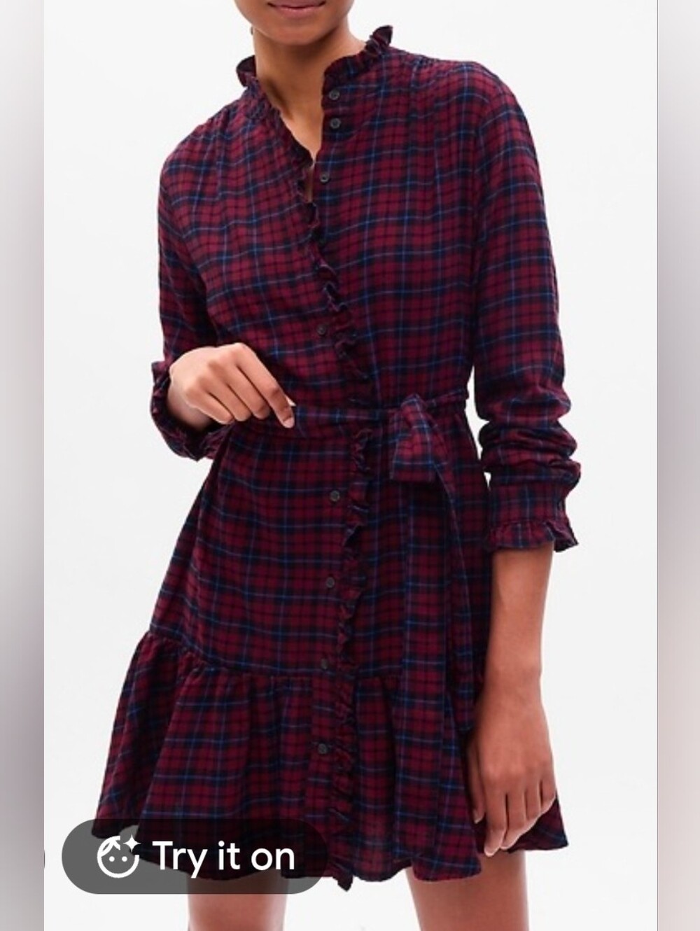 GAP Plaid Tiered Mini Dress